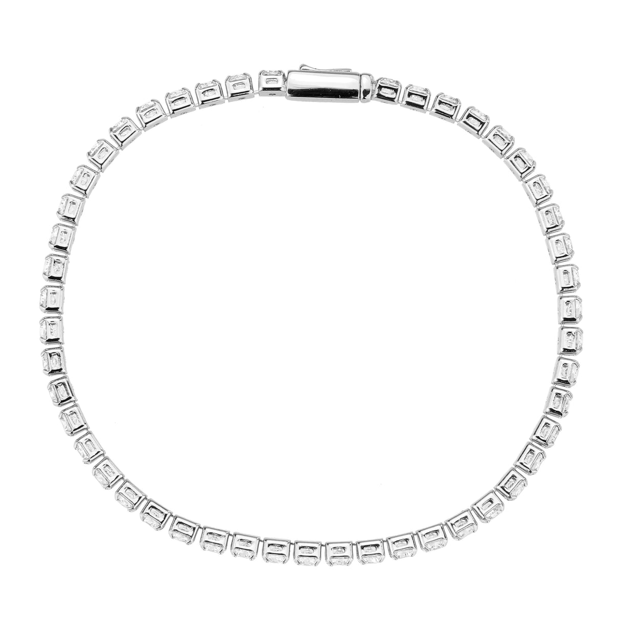 Rhodium Brass Bracelet with AAA Grade CZ in Clear