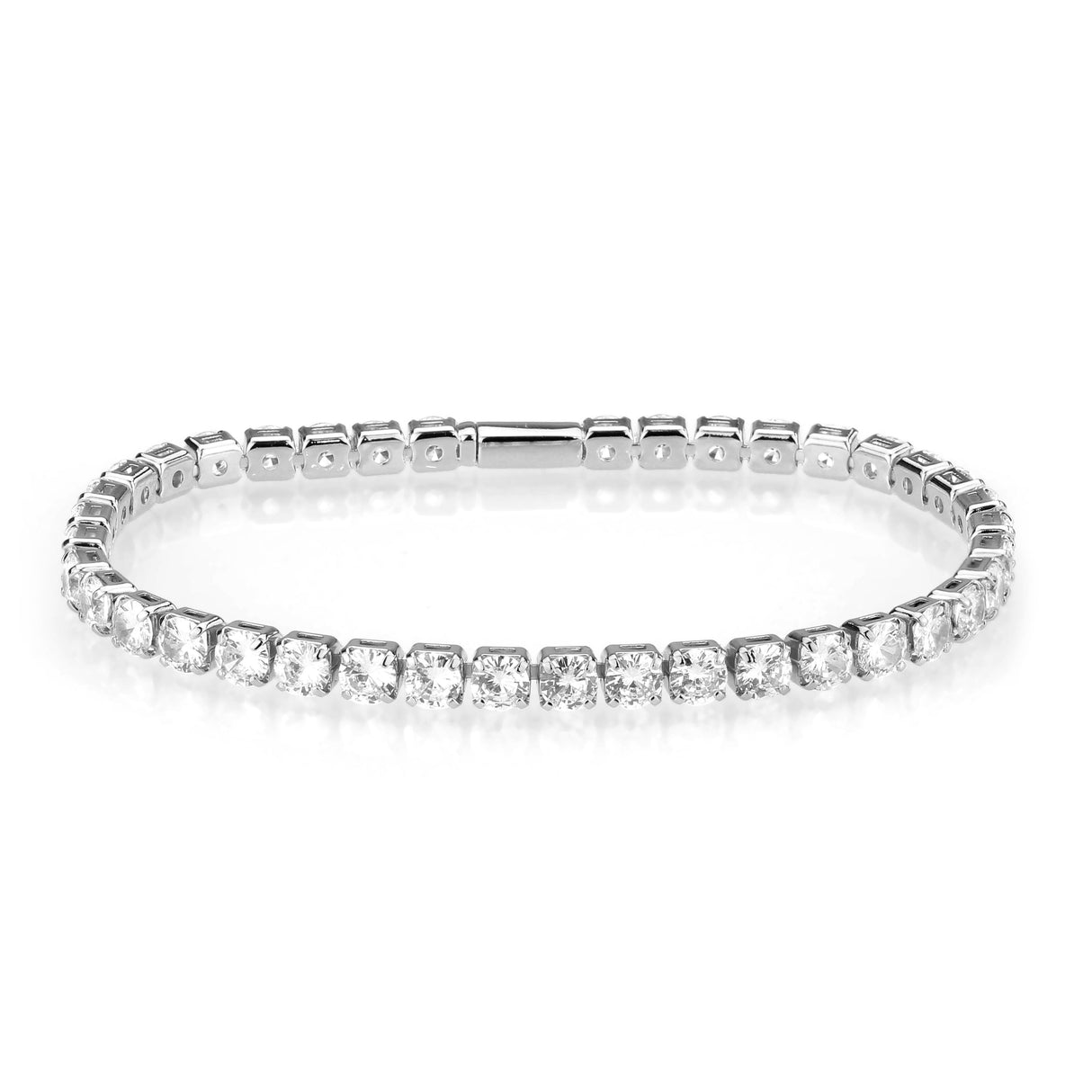 Rhodium Brass Bracelet with AAA Grade CZ in Clear
