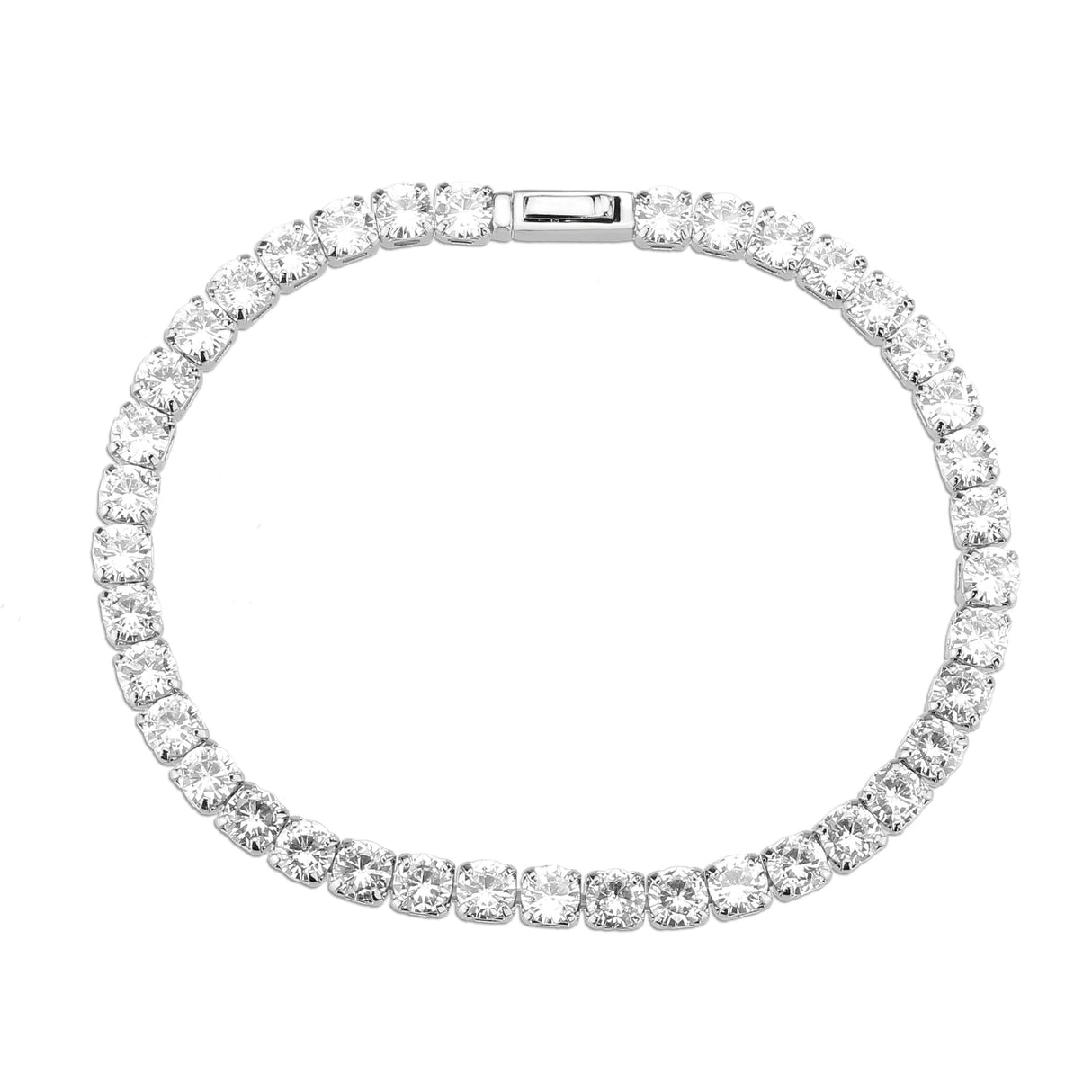 Rhodium Brass Bracelet with AAA Grade CZ in Clear
