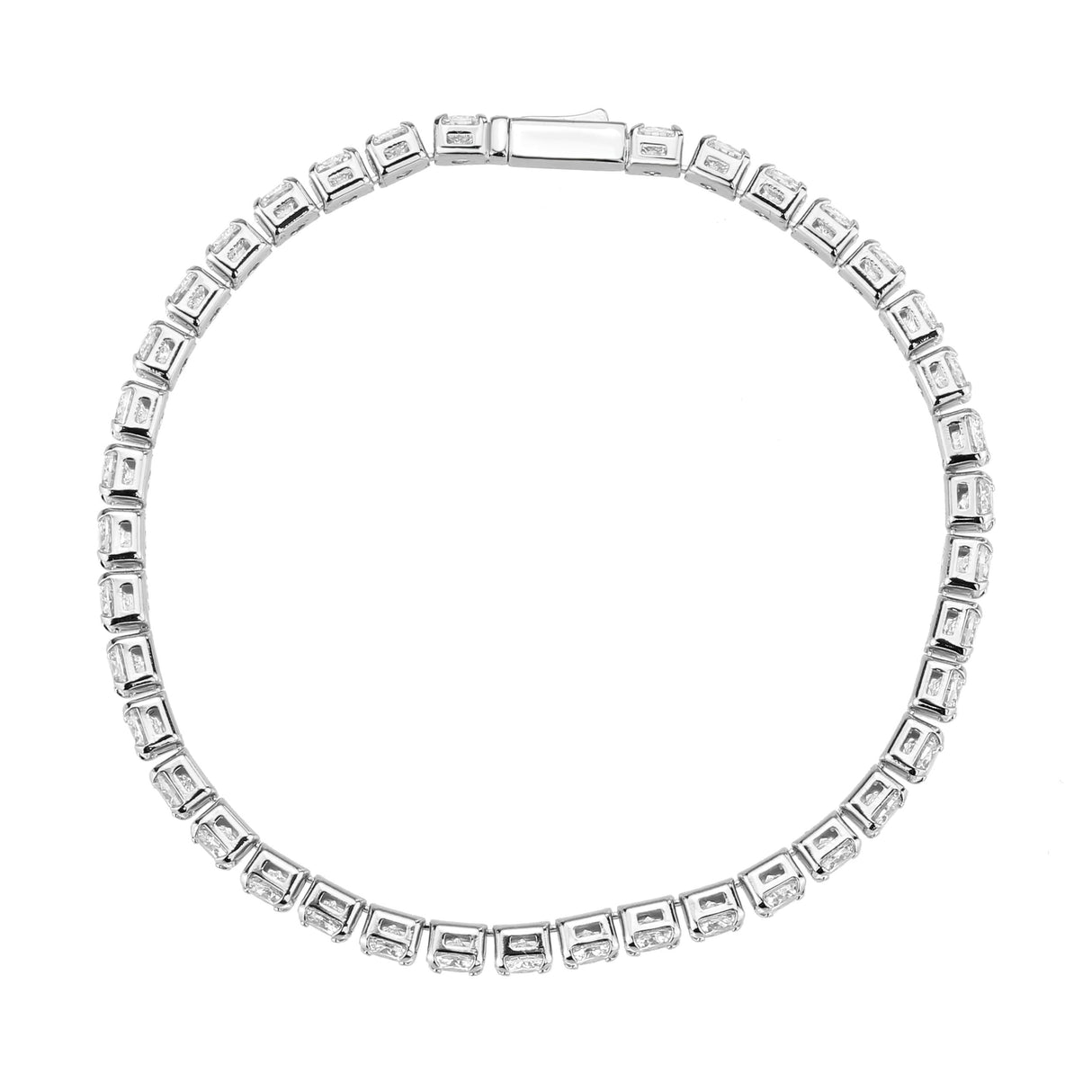 Rhodium Brass Bracelet with AAA Grade CZ in Clear
