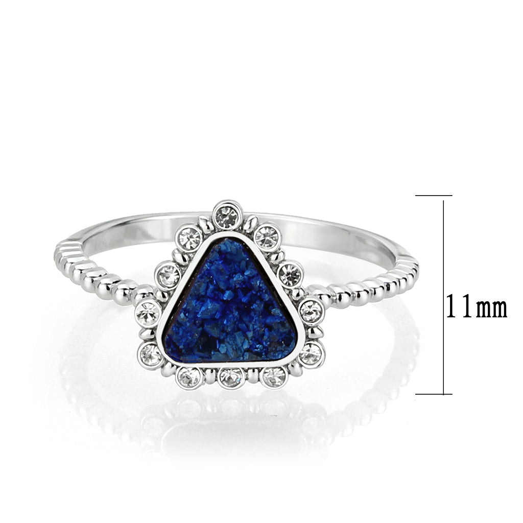 Imitation Rhodium+E-coating Brass Ring with Druzy in Capri Blue