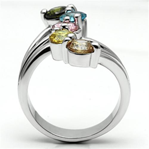 Rhodium Brass, AAA CZ , Multi Color - 3W291