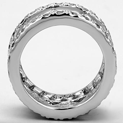 Rhodium Brass Ring with AAA Grade CZ in Clear