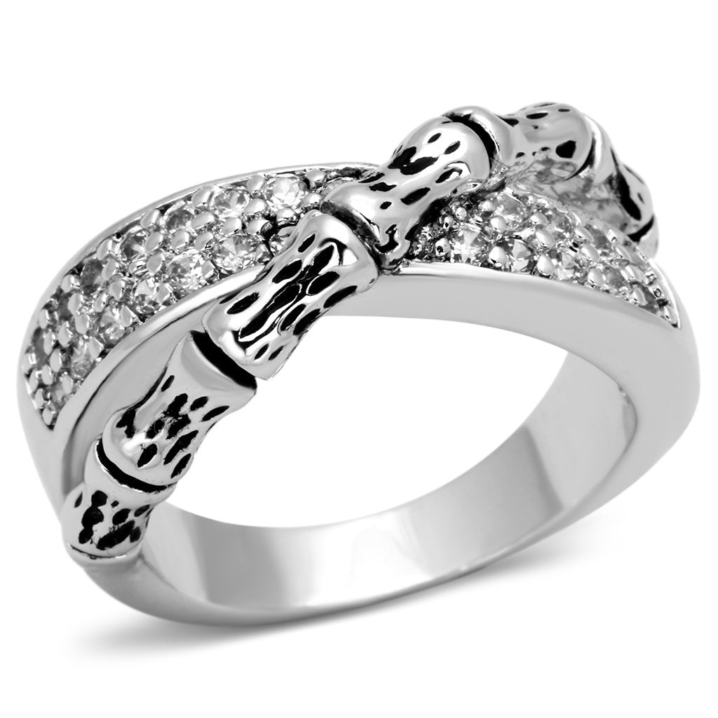 Rhodium Brass Ring with AAA Grade CZ in Clear