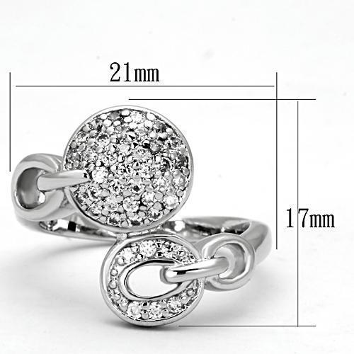 Rhodium Brass Ring with AAA Grade CZ in Clear