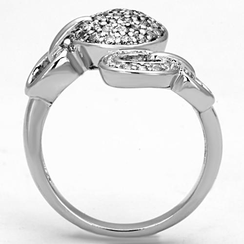 Rhodium Brass Ring with AAA Grade CZ in Clear