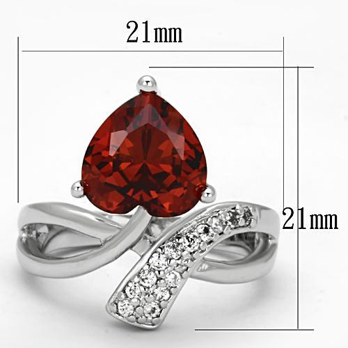 Rhodium Brass Ring with AAA Grade CZ in Garnet