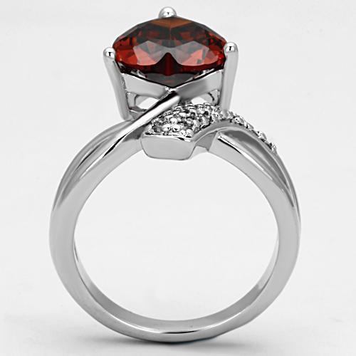 Rhodium Brass Ring with AAA Grade CZ in Garnet