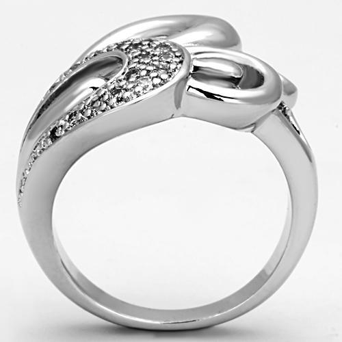 Rhodium Brass Ring with AAA Grade CZ in Clear