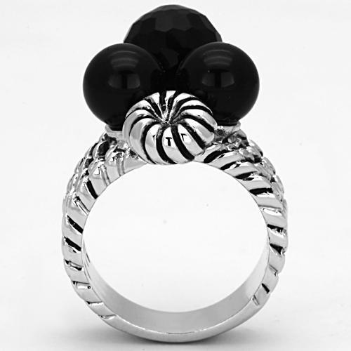 Rhodium Brass Ring with AAA Grade CZ in Black Diamond