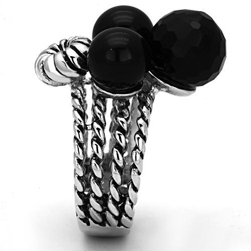 Rhodium Brass Ring with AAA Grade CZ in Black Diamond