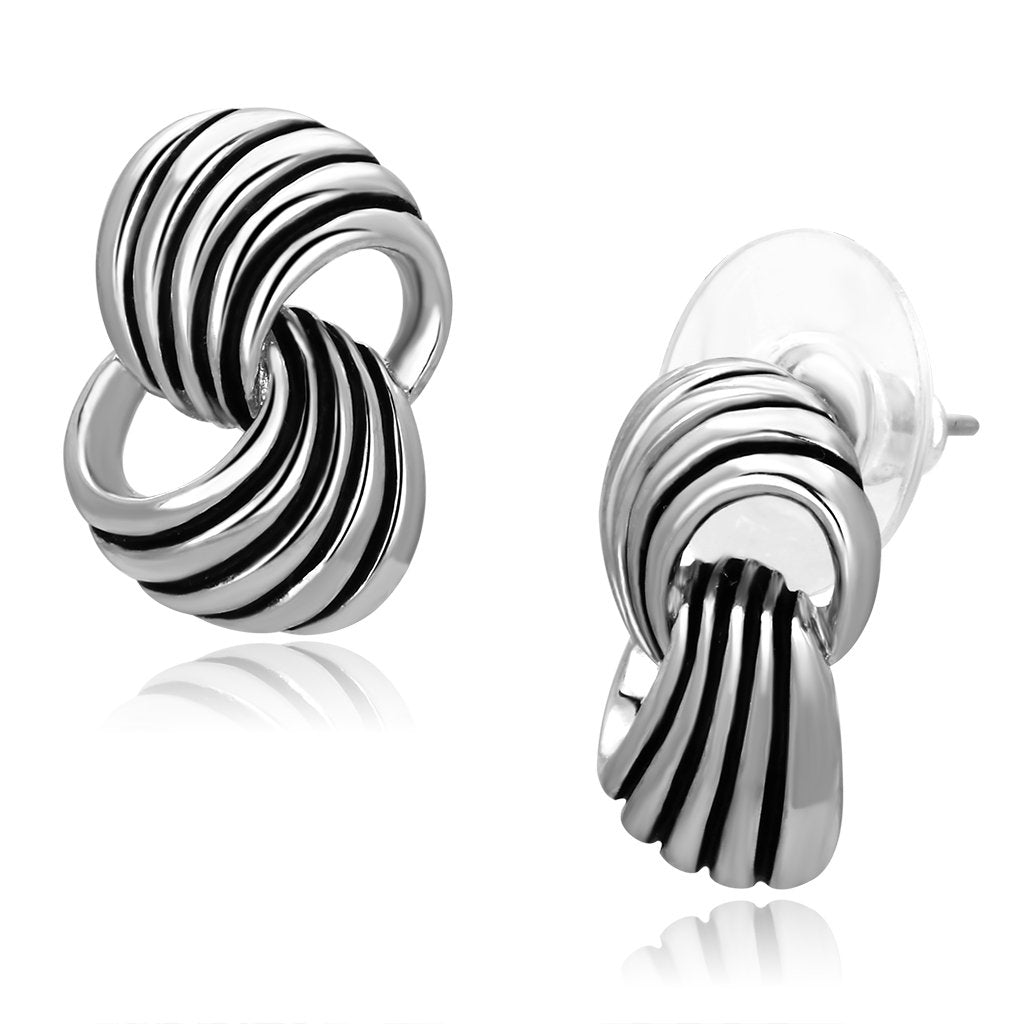 Rhodium Brass Earrings with Epoxy in Jet