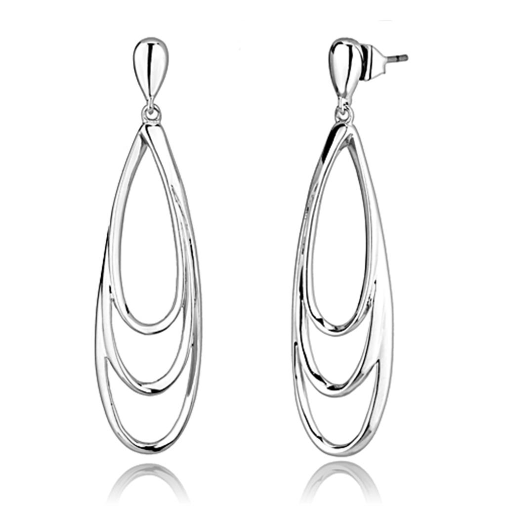 Rhodium Brass Earrings with No Stone
