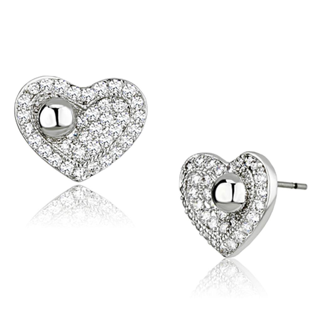 Rhodium Brass Earrings with AAA Grade CZ in Clear