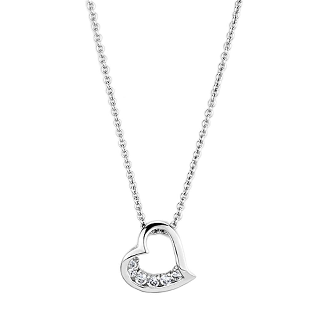 Rhodium Brass Necklace with AAA Grade CZ in Clear