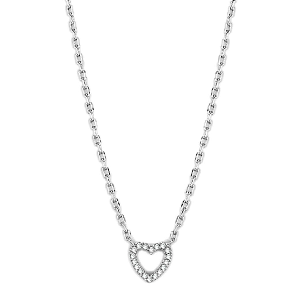 Rhodium Brass Necklace with AAA Grade CZ in Clear