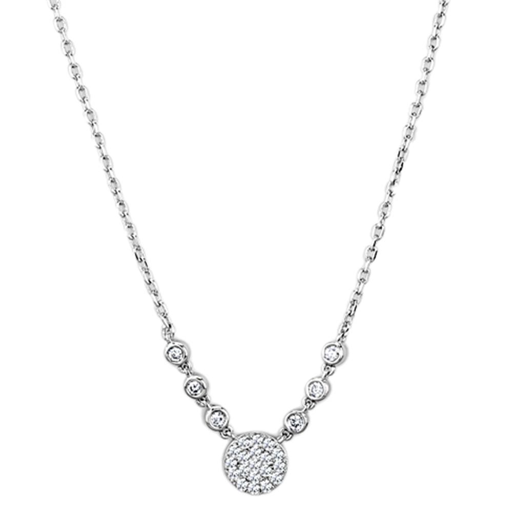 Rhodium Brass Necklace with AAA Grade CZ in Clear