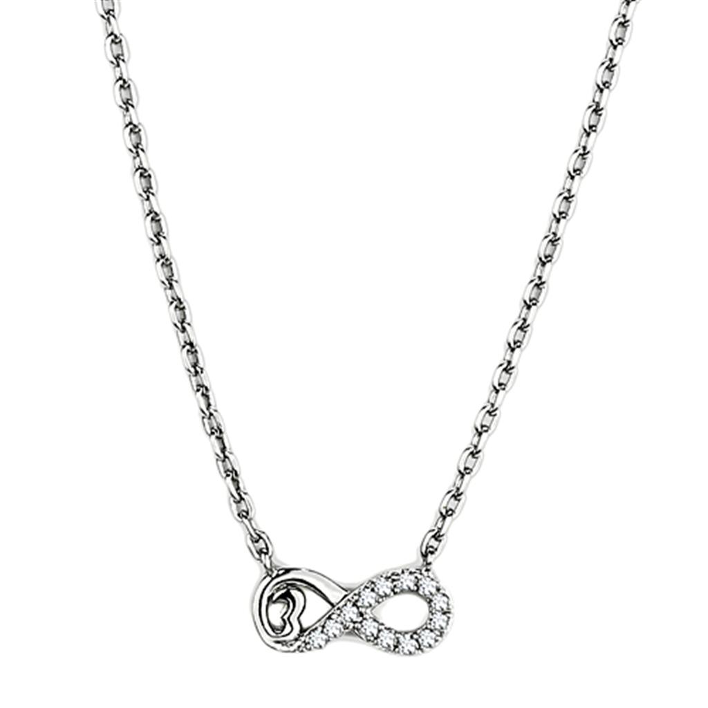 Rhodium Brass Necklace with AAA Grade CZ in Clear