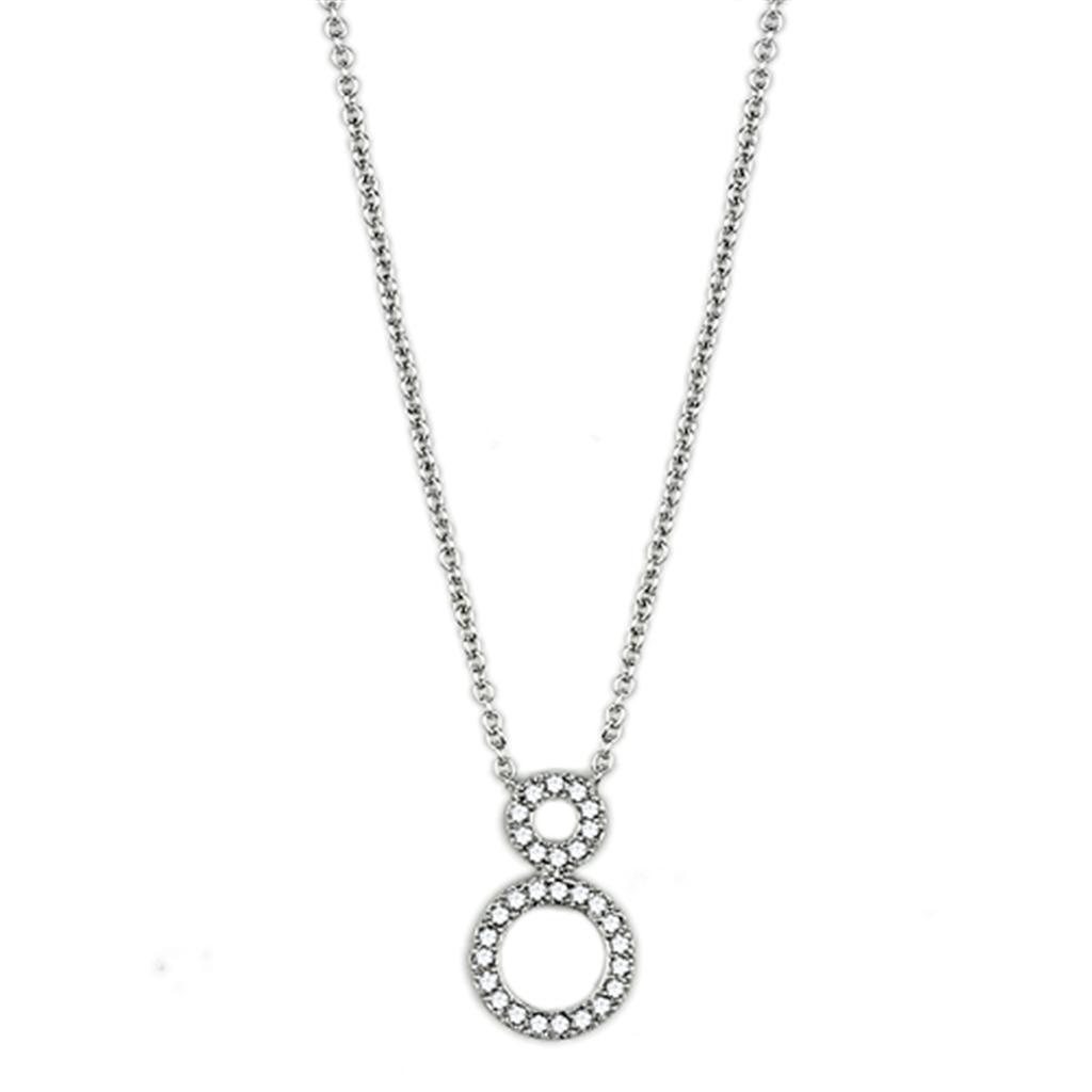 Rhodium Brass Necklace with AAA Grade CZ in Clear