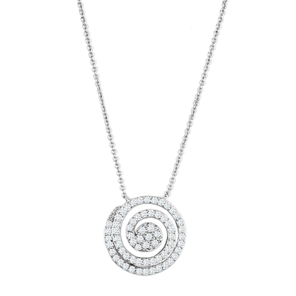 Rhodium Brass Necklace with AAA Grade CZ in Clear