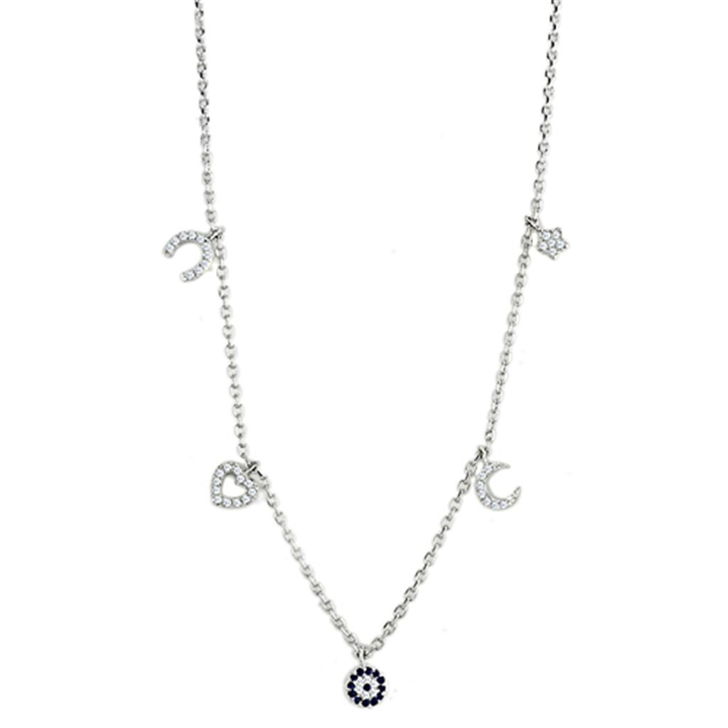 Rhodium Brass Necklace with AAA Grade CZ in Montana