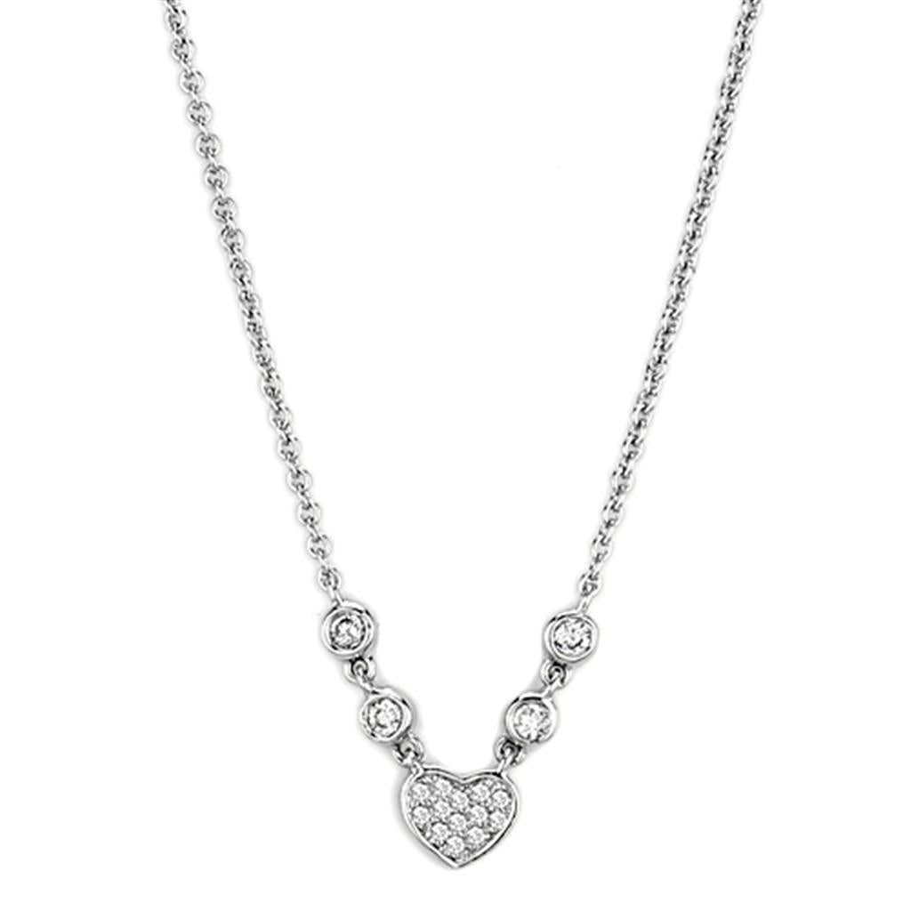 Rhodium Brass Necklace with AAA Grade CZ in Clear