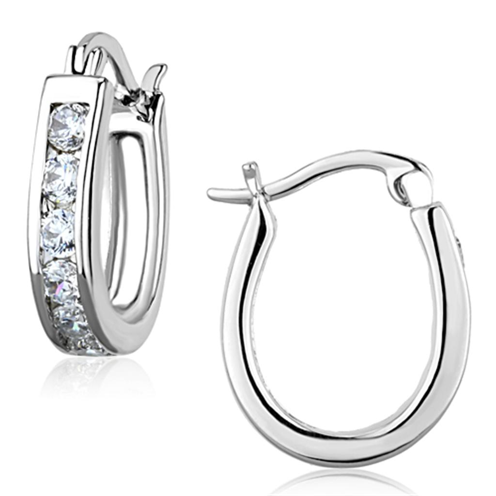 Rhodium Brass Earrings with AAA Grade CZ in Clear