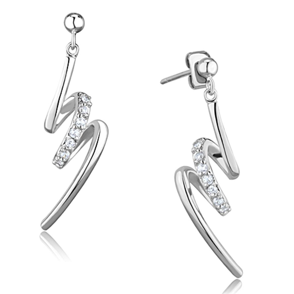 Rhodium Brass Earrings with AAA Grade CZ in Clear