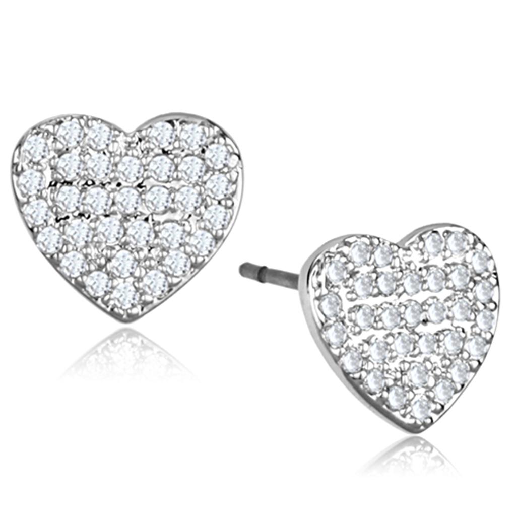 Rhodium Brass Earrings with AAA Grade CZ in Clear