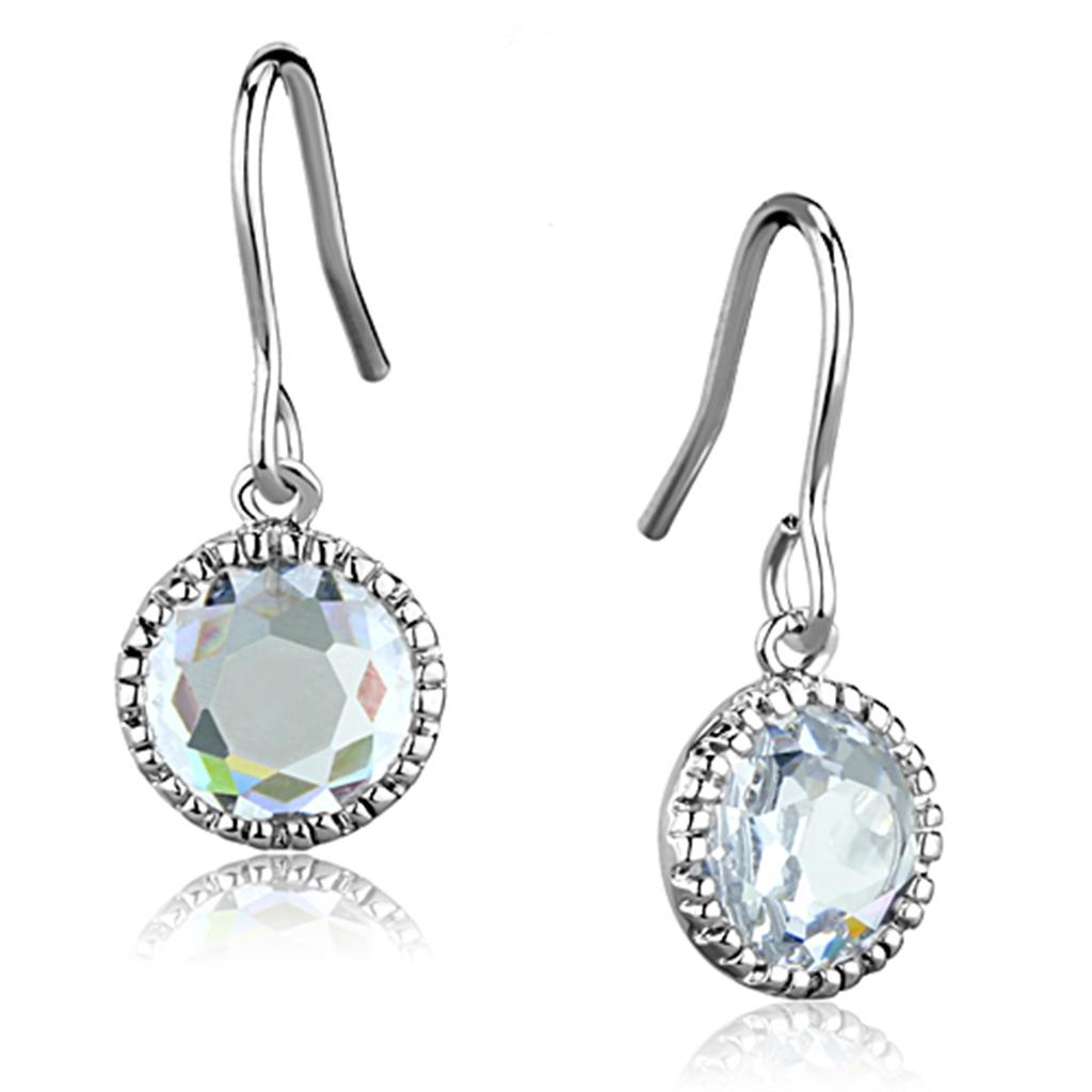 Rhodium Brass Earrings with AAA Grade CZ in Clear