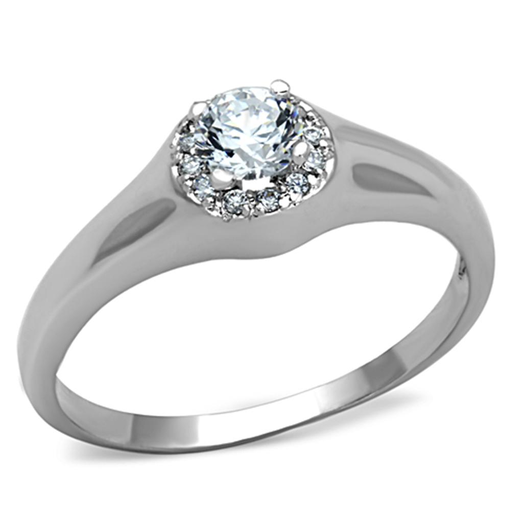 Rhodium Brass Ring with AAA Grade CZ in Clear