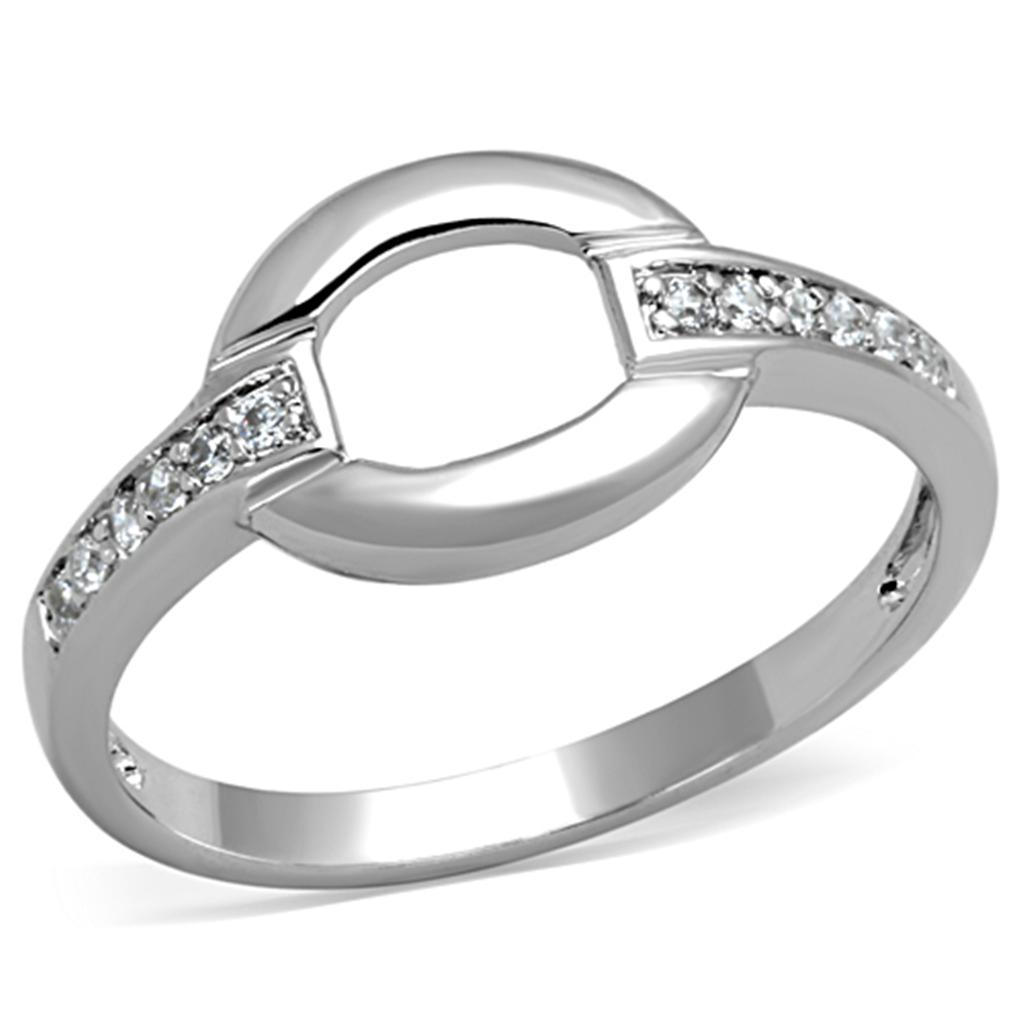 Rhodium Brass Ring with AAA Grade CZ in Clear
