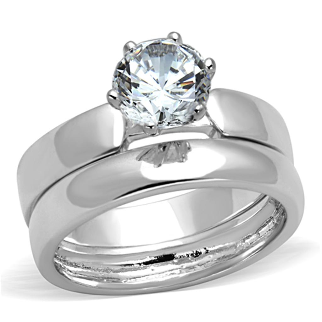 Rhodium Brass Ring with AAA Grade CZ in Clear