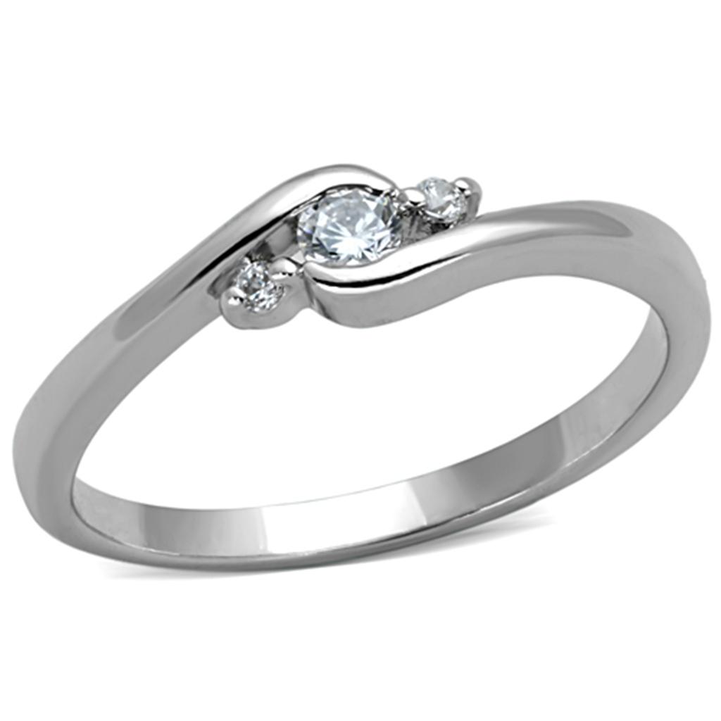 Rhodium Brass Ring with AAA Grade CZ in Clear