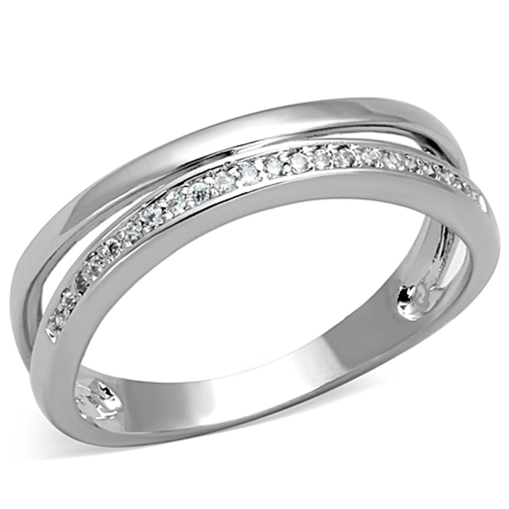 Rhodium Brass Ring with AAA Grade CZ in Clear