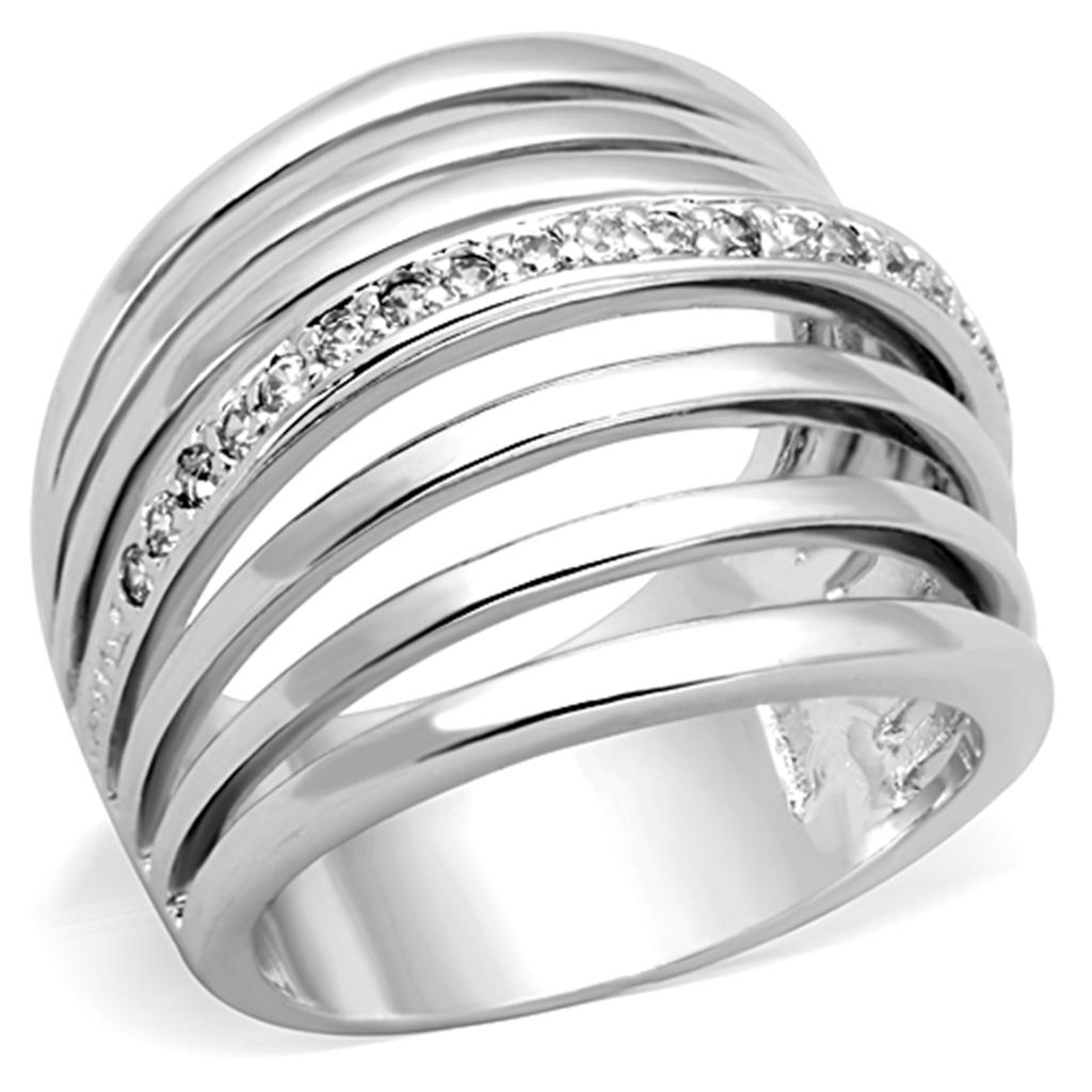 Rhodium Brass Ring with AAA Grade CZ in Clear