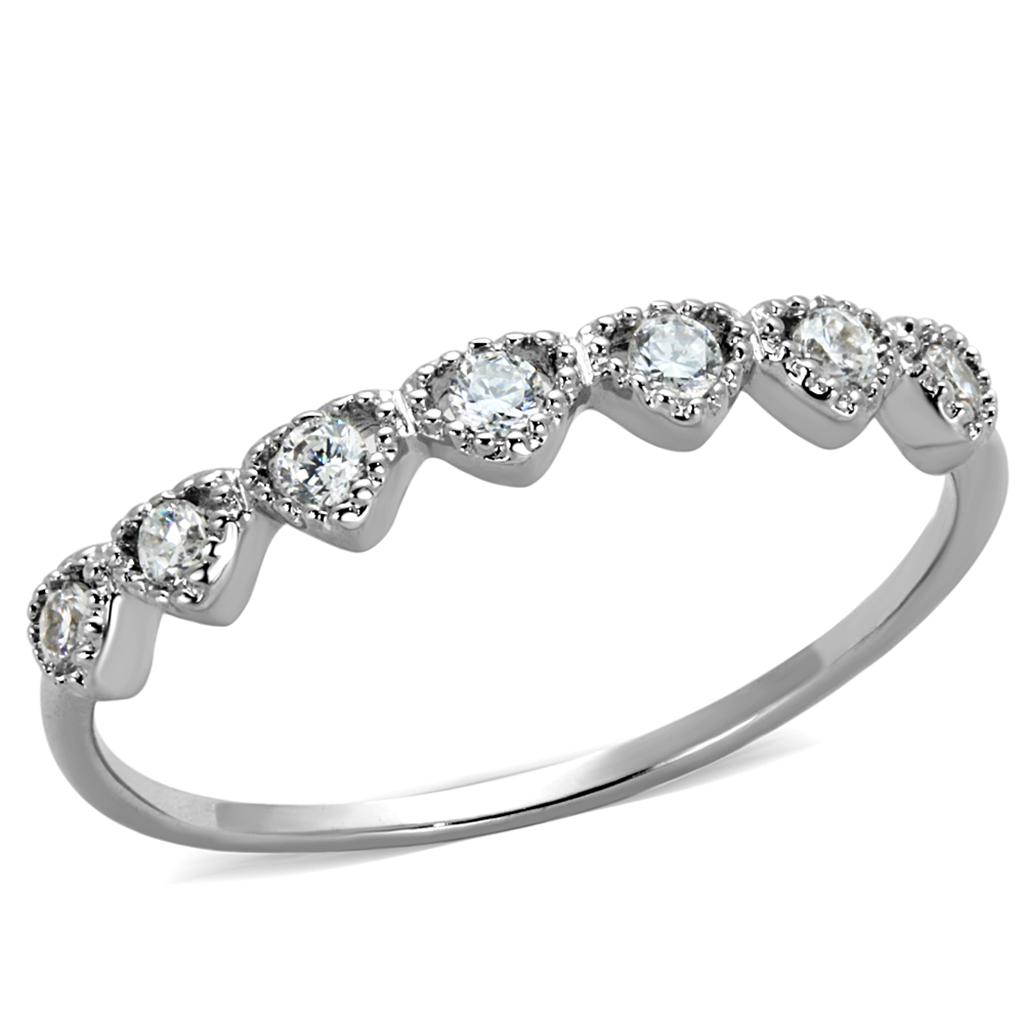 Rhodium Brass Ring with AAA Grade CZ in Clear
