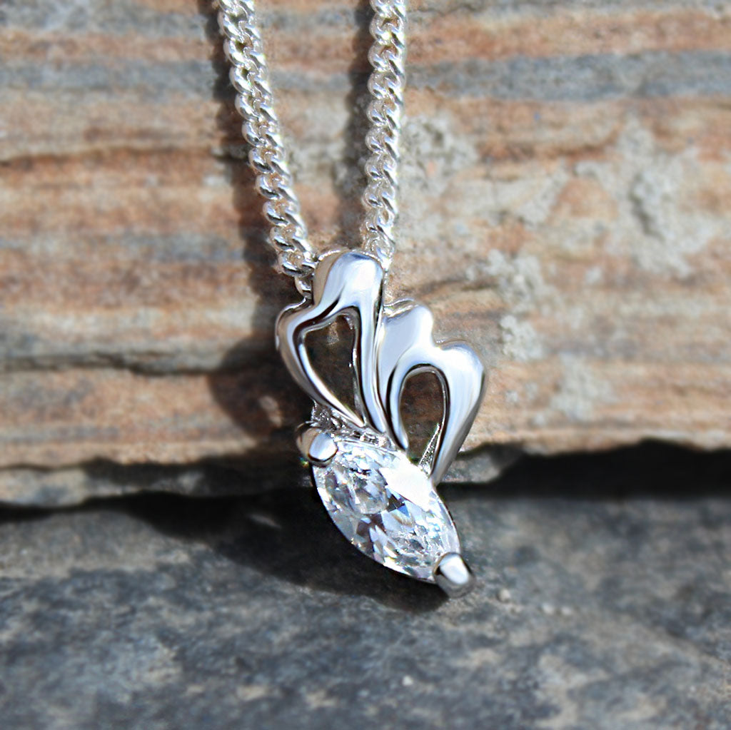 Rhodium Plating Brass Pendant Chain with AAA CZ in Clear