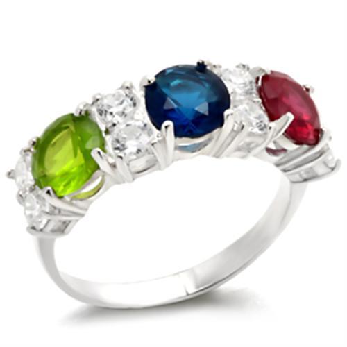 925 Sterling Silver, AAA CZ , Multi Color - 40604