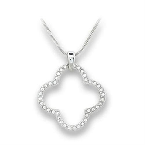 410806 - Rhodium Brass Pendant with Top Grade Crystal in Clear