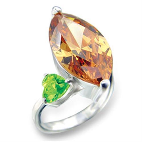High-Polished 925 Sterling Silver Ring with AAA Grade CZ in Champagne