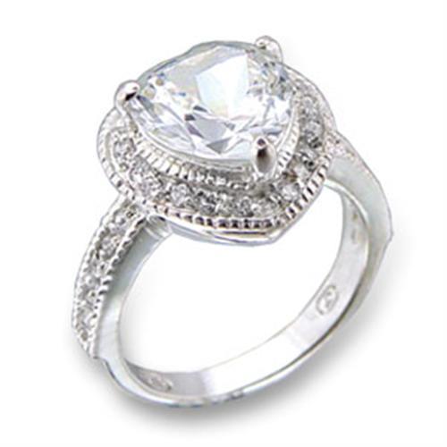 High-Polished 925 Sterling Silver Ring with AAA Grade CZ in Clear