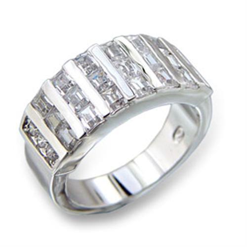 Rhodium Brass Ring with AAA Grade CZ in Clear
