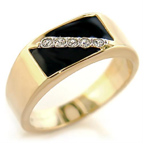 Gold+Rhodium Brass Ring with Top Grade Crystal in Clear