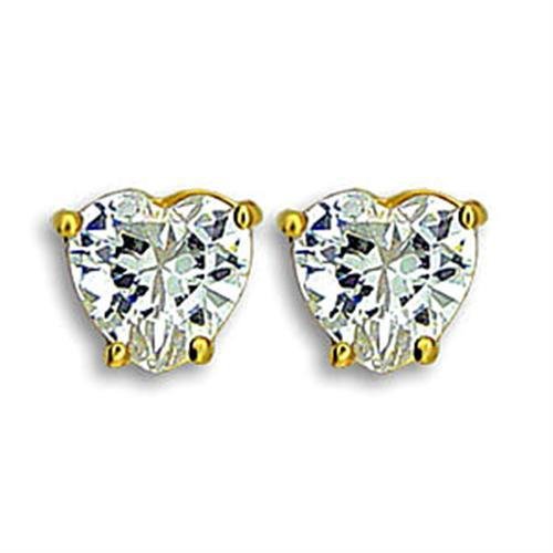 414903 - Gold Brass Earrings with AAA Grade CZ in Clear