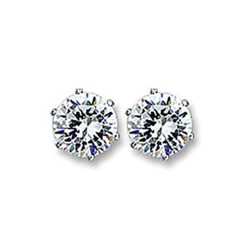 415101 - Rhodium Brass Earrings with AAA Grade CZ in Clear