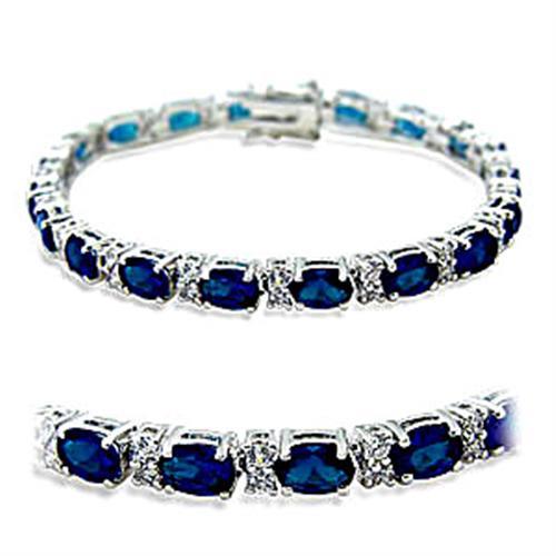 Rhodium Brass Bracelet with Synthetic Spinel in Sapphire