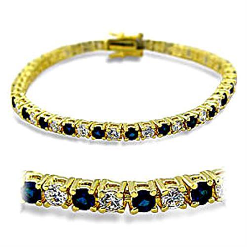 Gold Brass Bracelet with Synthetic Spinel in Sapphire