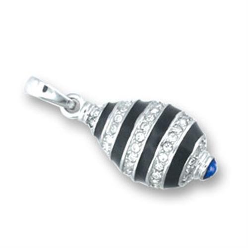 41602 - High-Polished 925 Sterling Silver Pendant with Top Grade Crystal in Clear