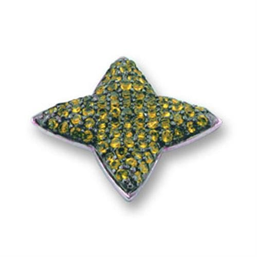 41704 - Rhodium + Ruthenium 925 Sterling Silver Pendant with AAA Grade CZ in Citrine